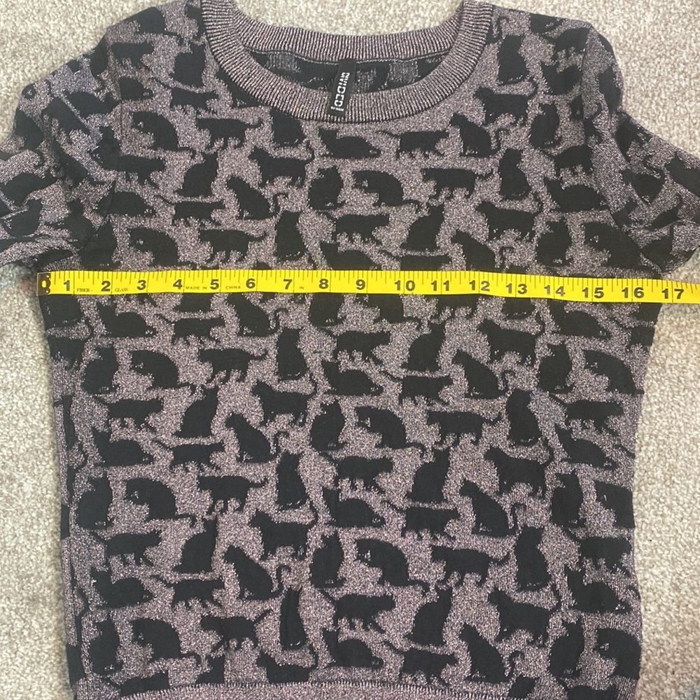 Divided by H&M Black Cat Metallic Pink Knit Sweater Size S - Picture 6 of 7